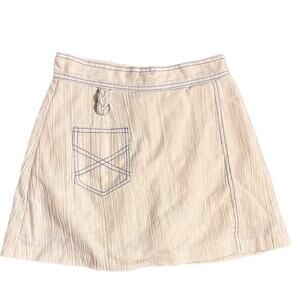 1970s cream & blue skorts with cute pocket detail (m)